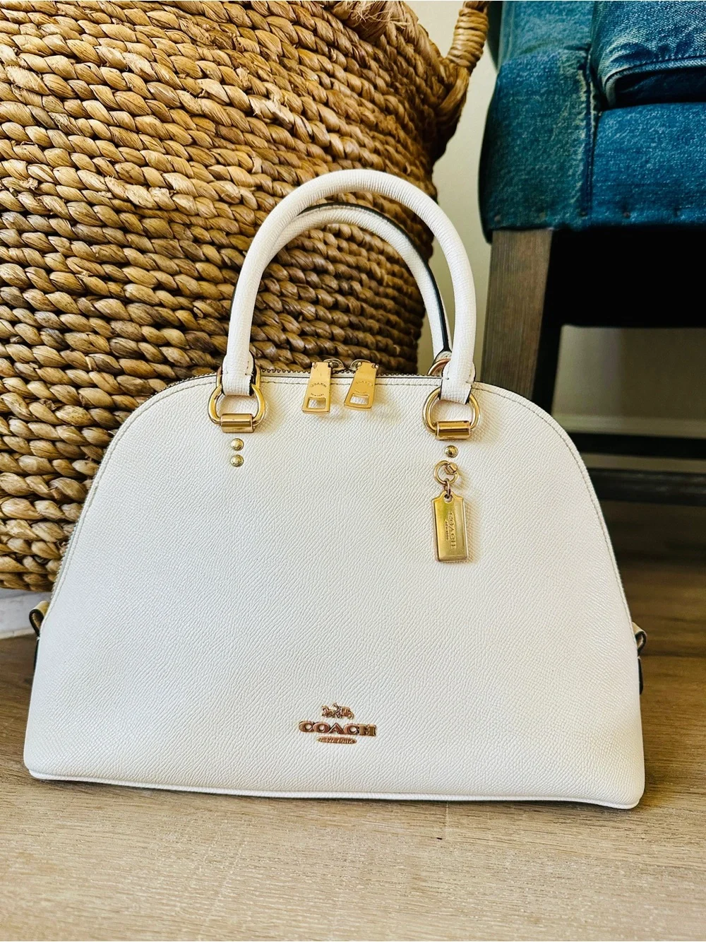 Coach Sierra Dome Satchel Chalk with Gold Hardware
